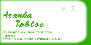 aranka koblos business card