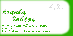 aranka koblos business card